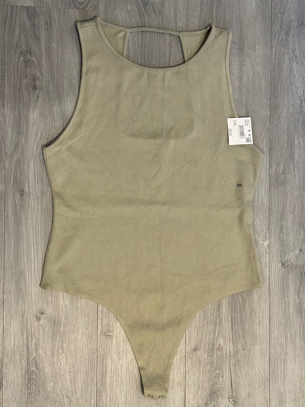 American Eagle Outfitters Olive Ribbed Tank Bodysuit